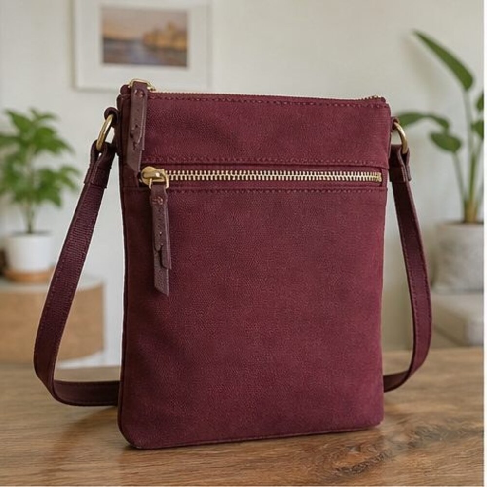 Burgundy Canvas Crossbody Bag